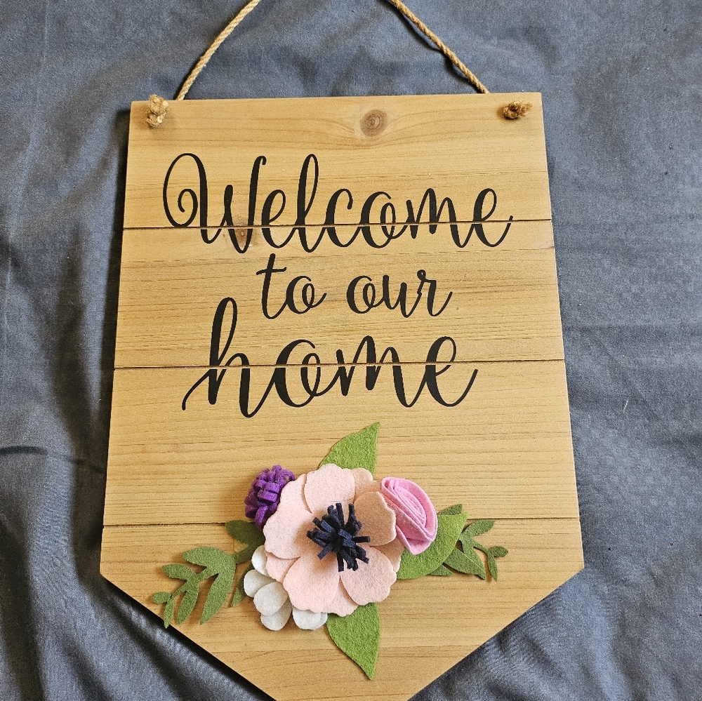 Hobby Lobby Welcome to Our Home Sign with Floral Accents